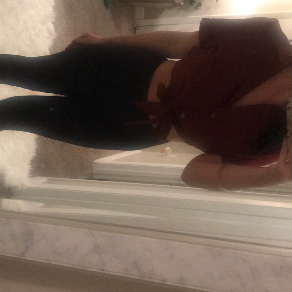 Red Button Down Tie Crop Top